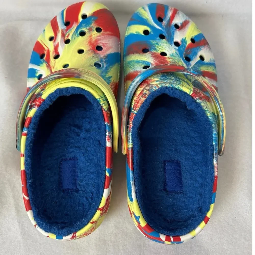 Crocs Classic Lined Marble Tie Dyed Clogs Size J4
